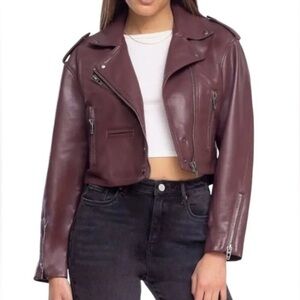 BLANK NYC Over The Moon Faux Leather Zipper Accent Moto Jacket NWT Sz Sm Rt $128